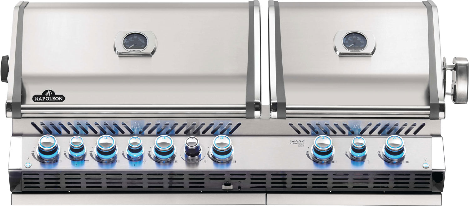 Innebygd gassgrill Prestige Pro 825 rustfritt stål dreiespidd - Napoleon forfra