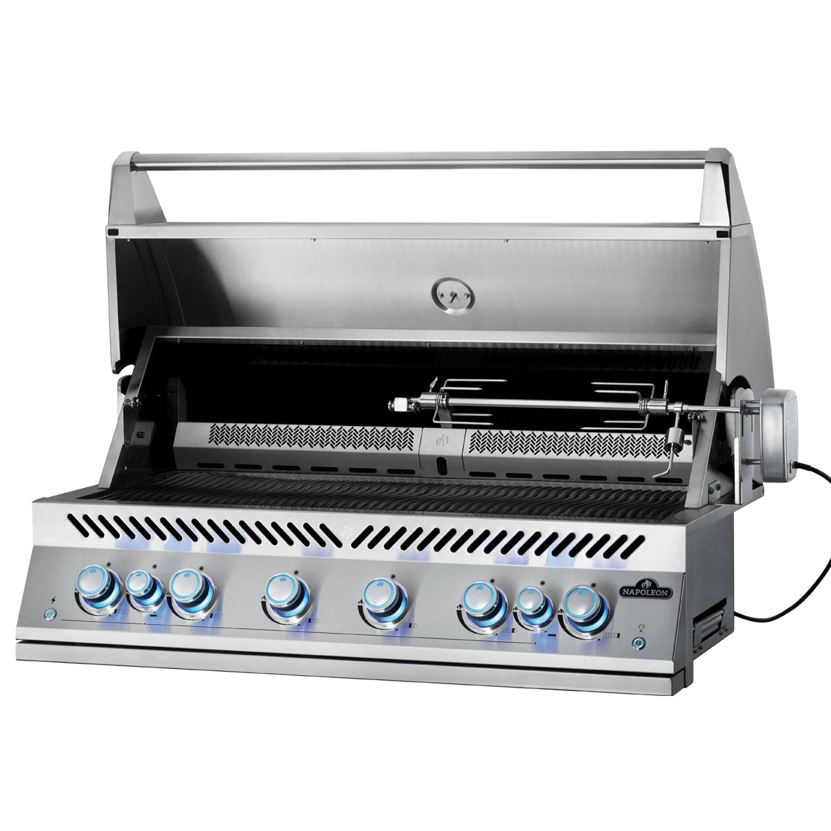 Innebygd grill 700-Series 44 rustfritt stål med dreiespidd i bruk