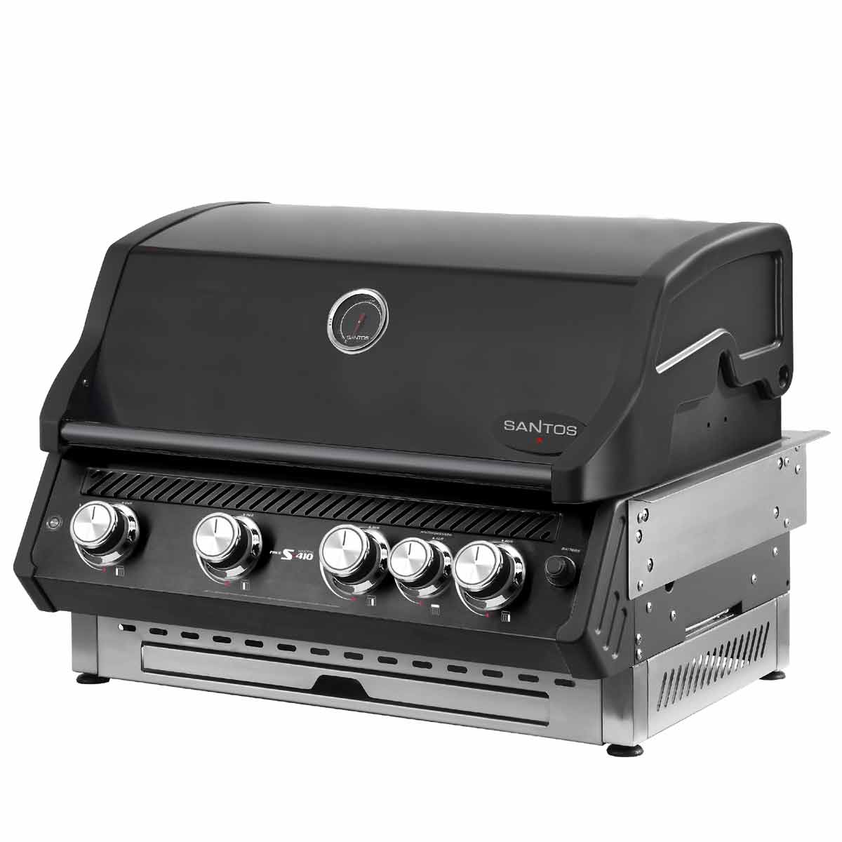 Innebygd grill Free S-410 PRO 4 brennere bakbrenner svart - SANTOS lokk med termometer