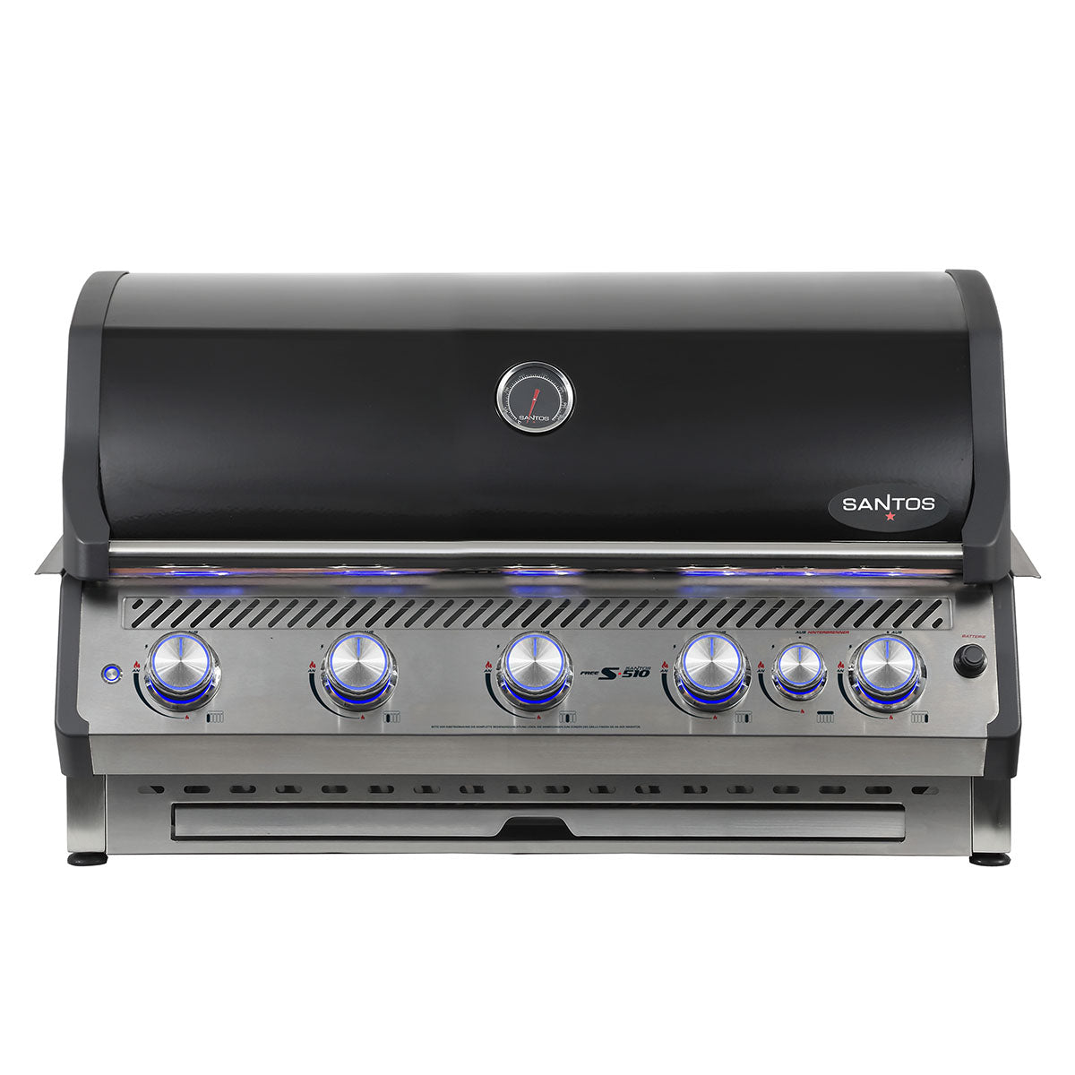 Innebygd grill Free S-510 med LED-belysning 5 brennere svart bakside