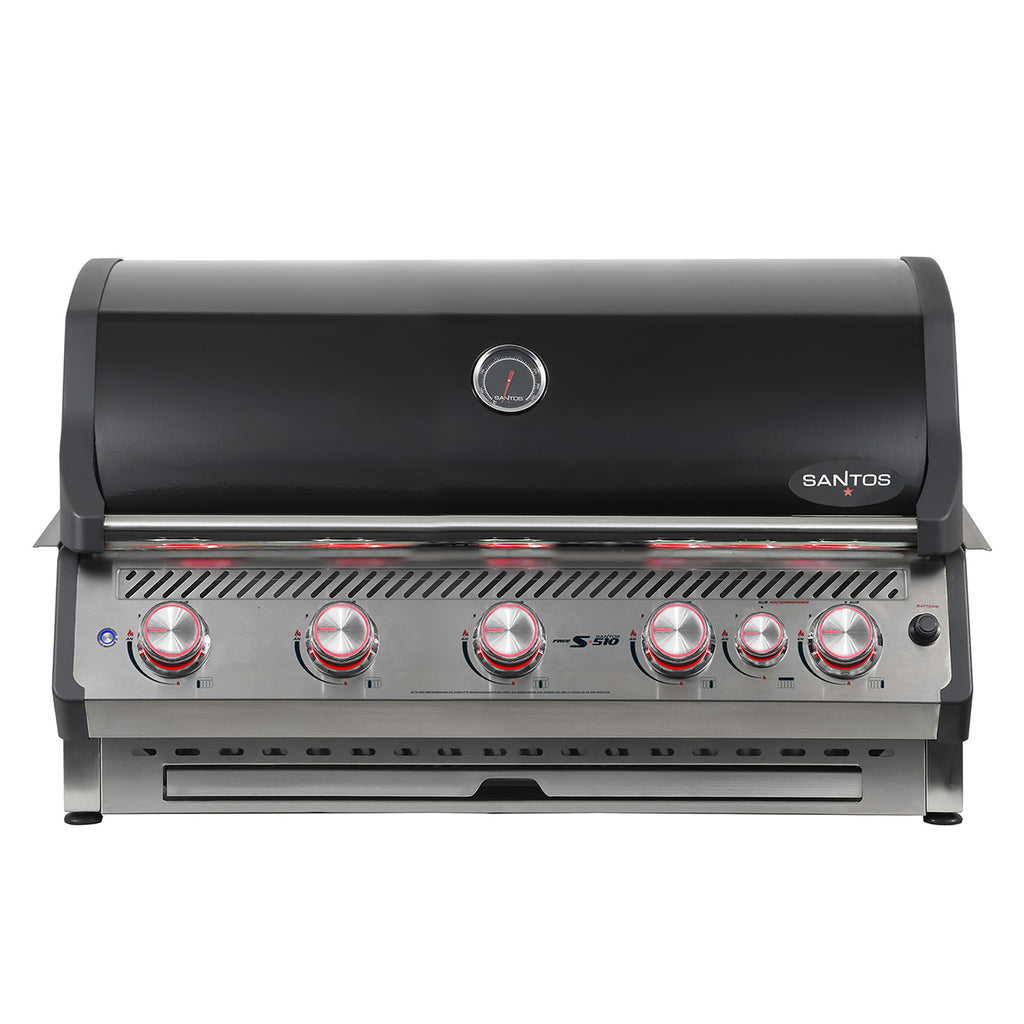 Innebygd grill Free S-510 med LED-belysning 5 brennere svart front