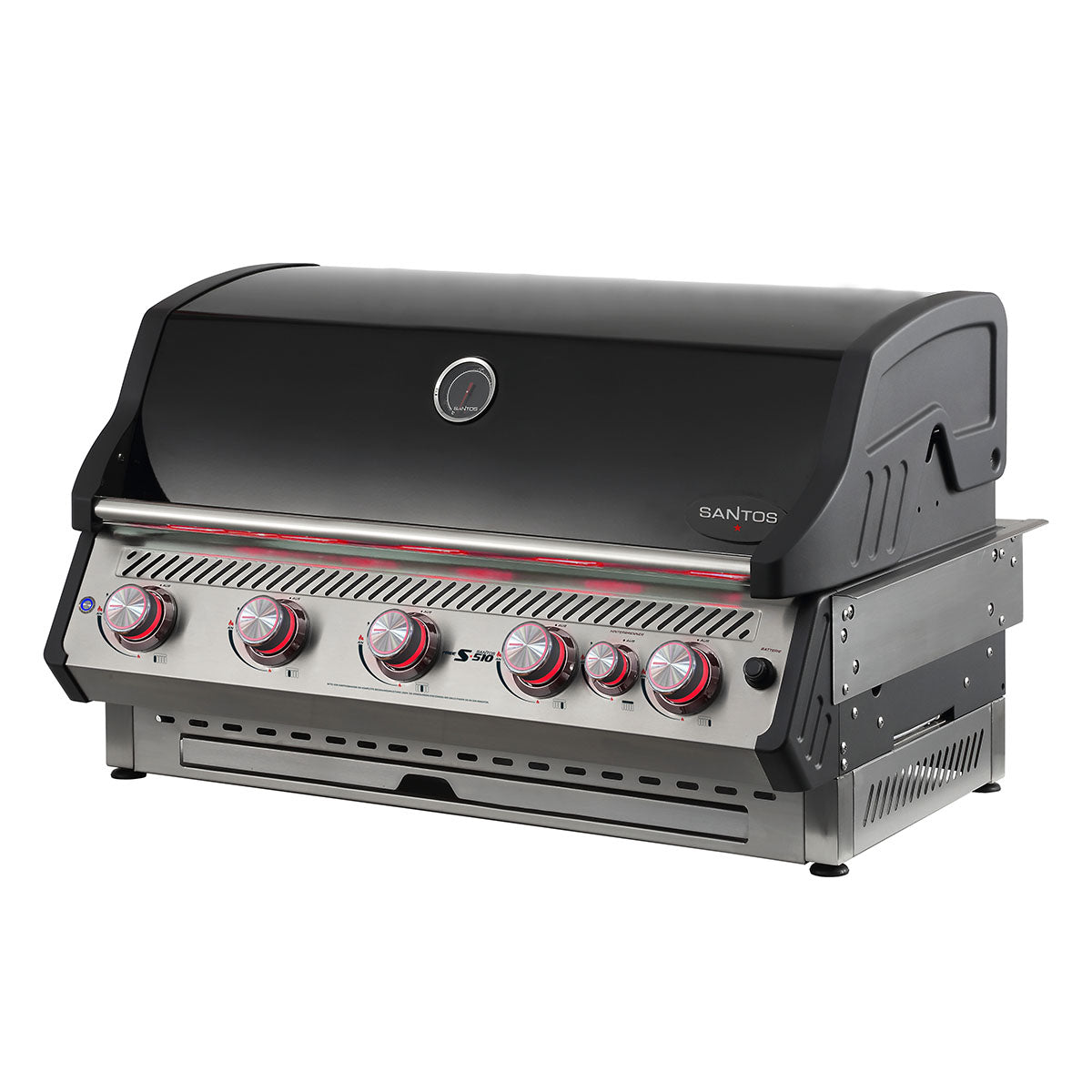 Detalj av LED-knappbelysning på Innebygd grill Free S-510 med LED-belysning 5 brennere svart