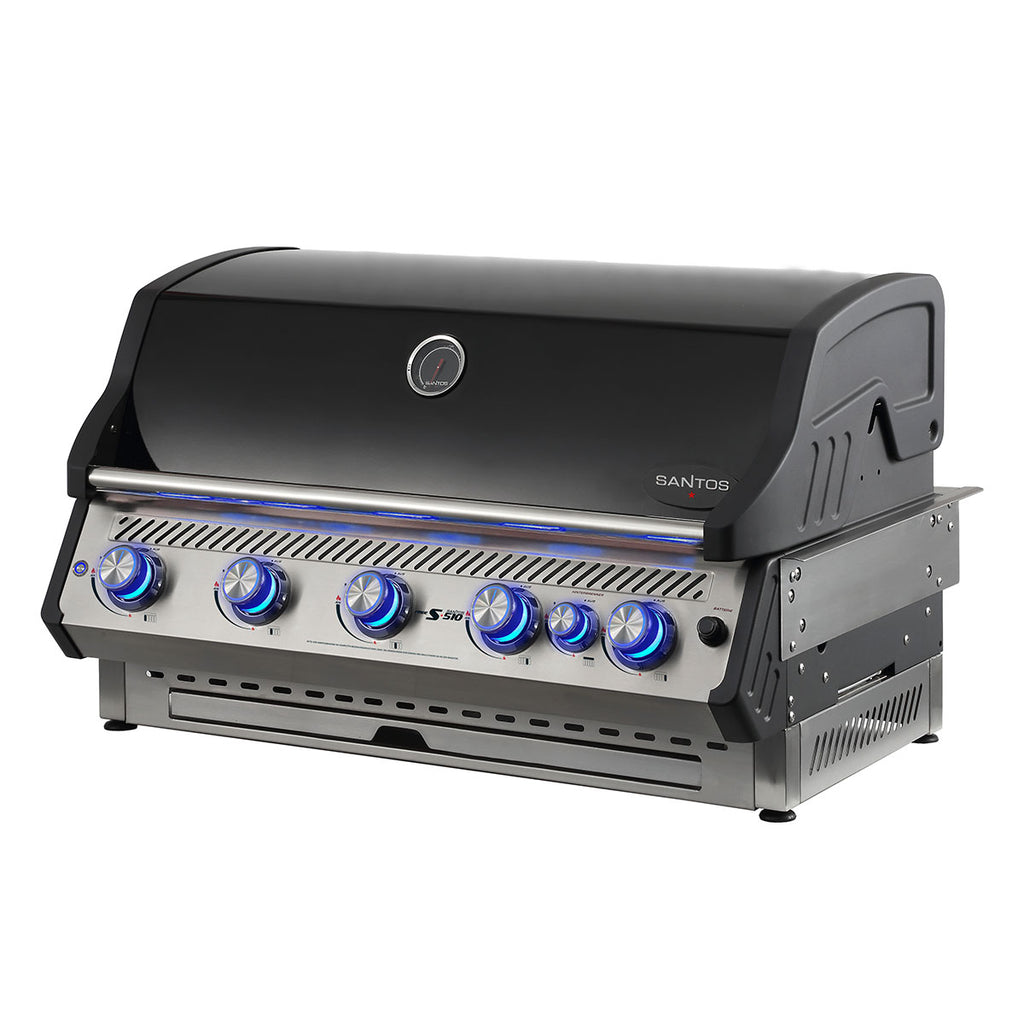Montert Innebygd grill Free S-510 med LED-belysning 5 brennere svart i uteområde