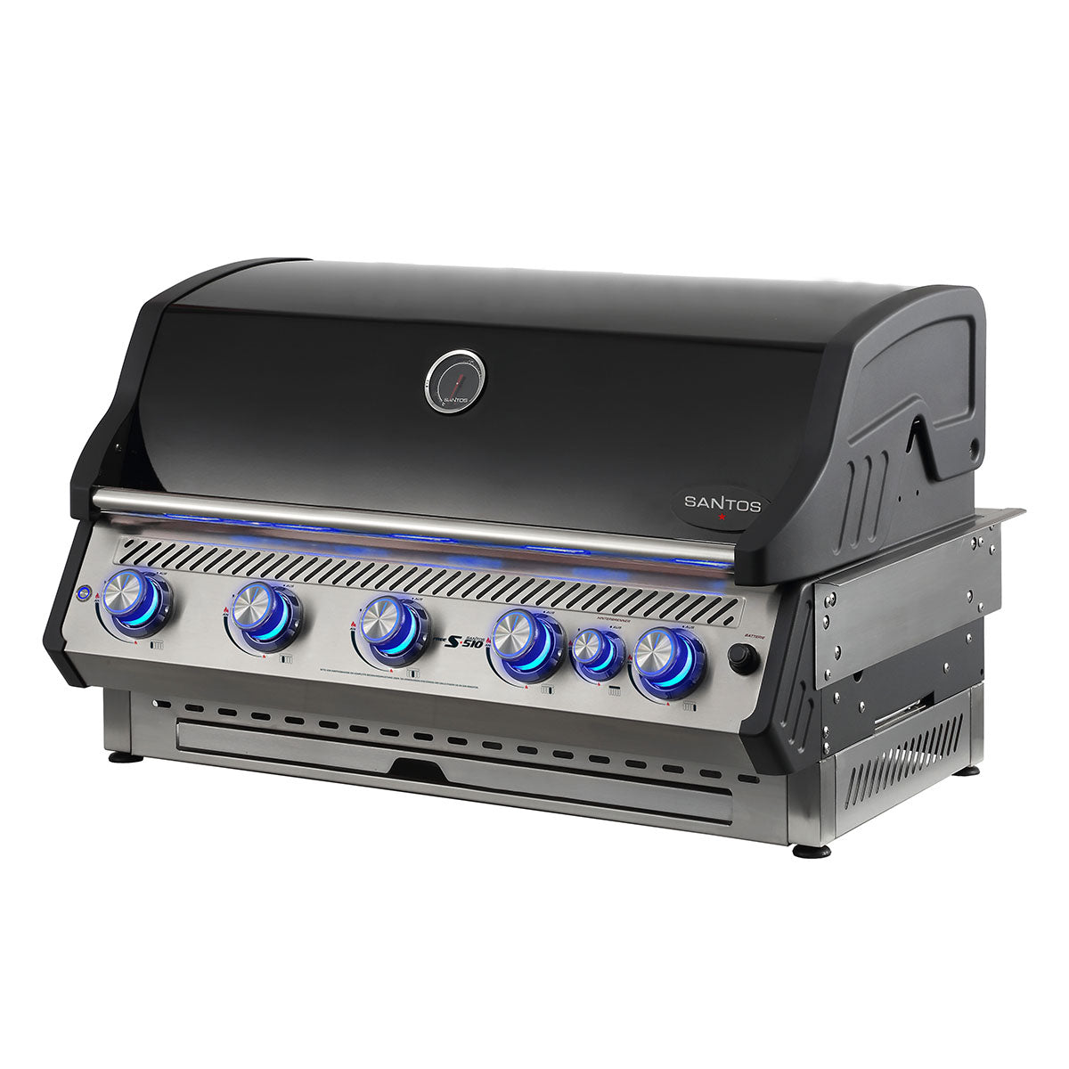 Montert Innebygd grill Free S-510 5 brennere LED-belysning svart i utekjøkken