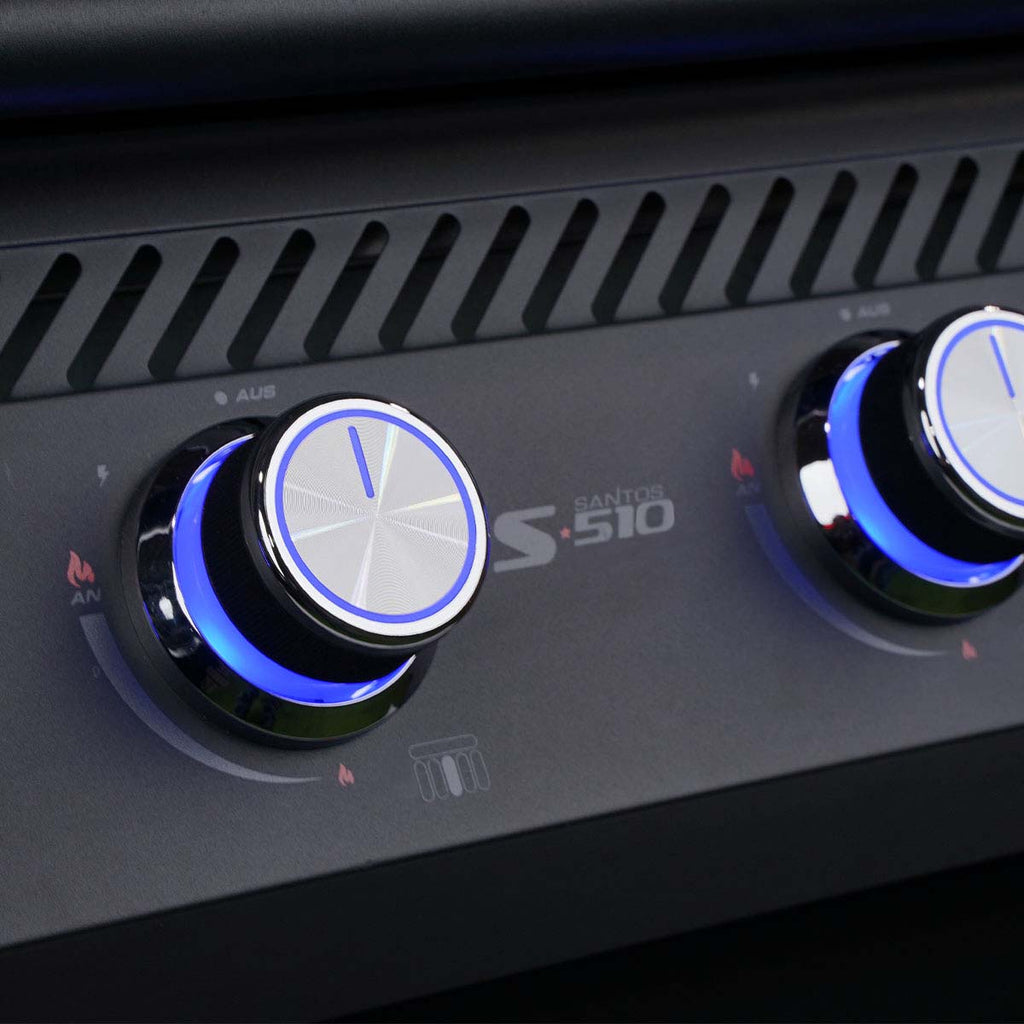 Innebygd grill Free S-510 PRO 5 brennere bakbrenner all black detalj av brytere