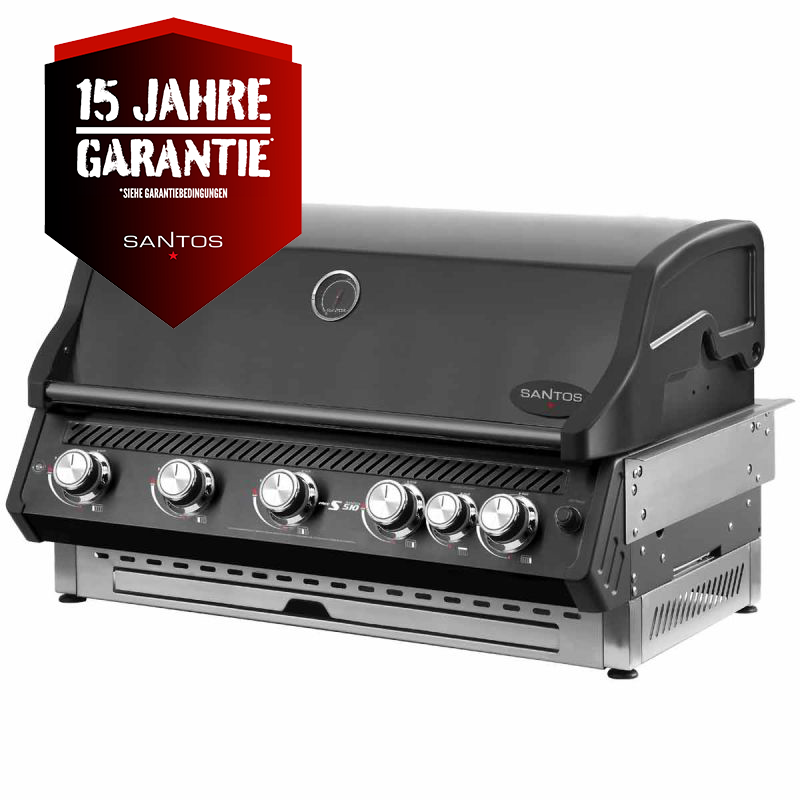 Innebygd grill Free S-510 PRO 5 brennere bakbrenner all black - SANTOS forfra