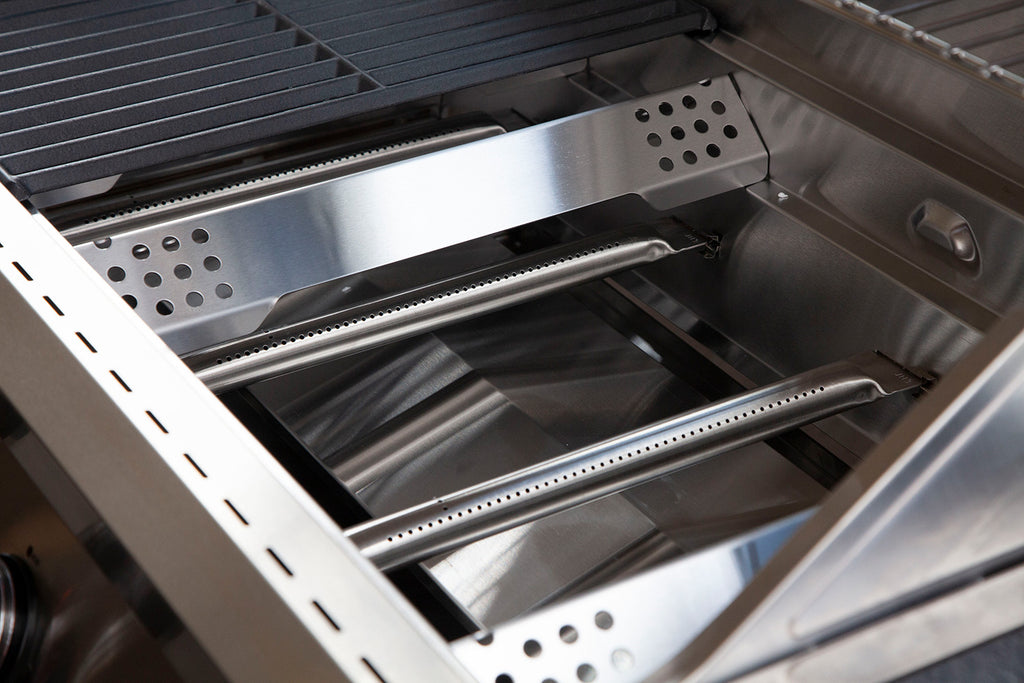 Innebygd grill G401E 4 brennere rustfritt stål rist 1. FC Köln detalj av fettoppsamler