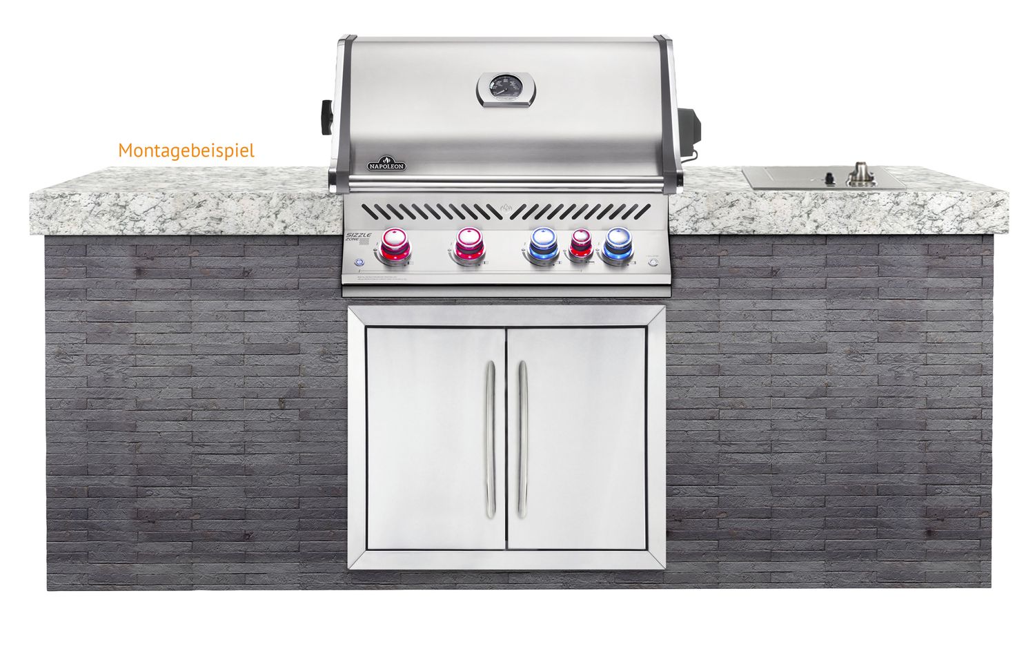 Led-lys i grillkammer på Innebygd grill Prestige Pro 500-3 naturgass Napoleon