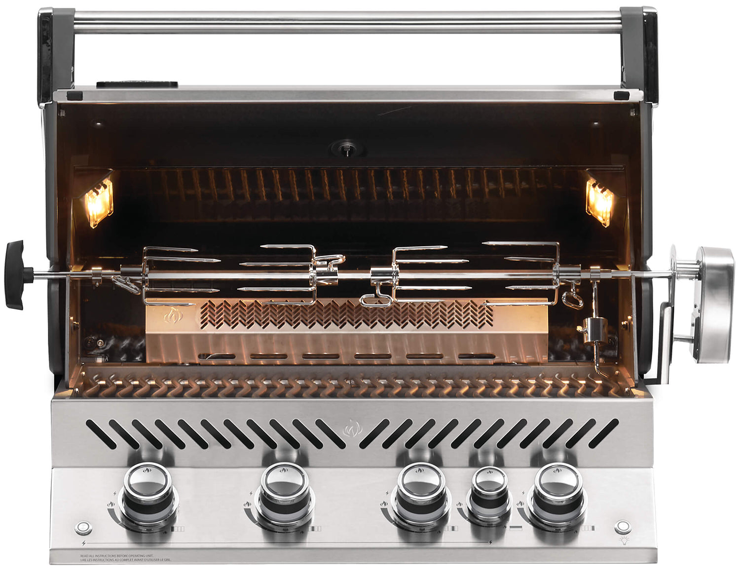 Detalj av belysning på Innebygd grill Prestige Pro 500-3 naturgass Napoleon