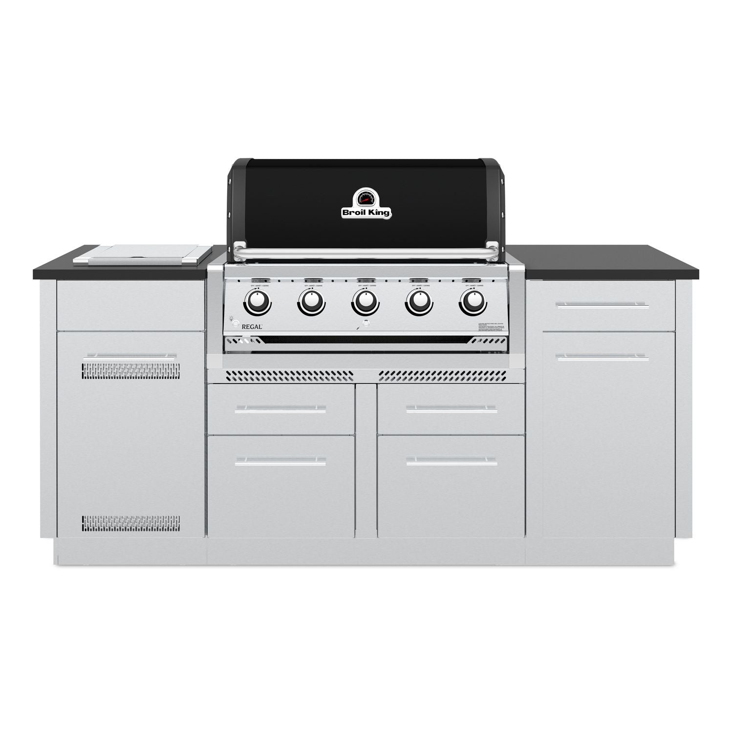 Detalj av betjeningsknapper på Innebygd grill Regal 520 Black 5 brennere med grillrist