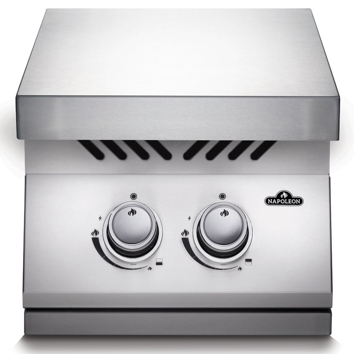 Nærbilde av betjeningsknapper på Innebygd sidebrenner 500-serie 2 brennere - Napoleon