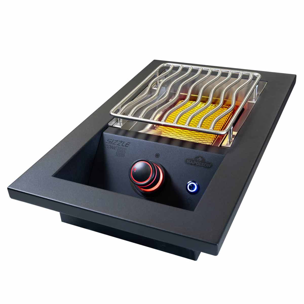 Nærbilde av kontrollbryter på Innebygd Sizzle Zone 700-Series liten matt svart - Napoleon