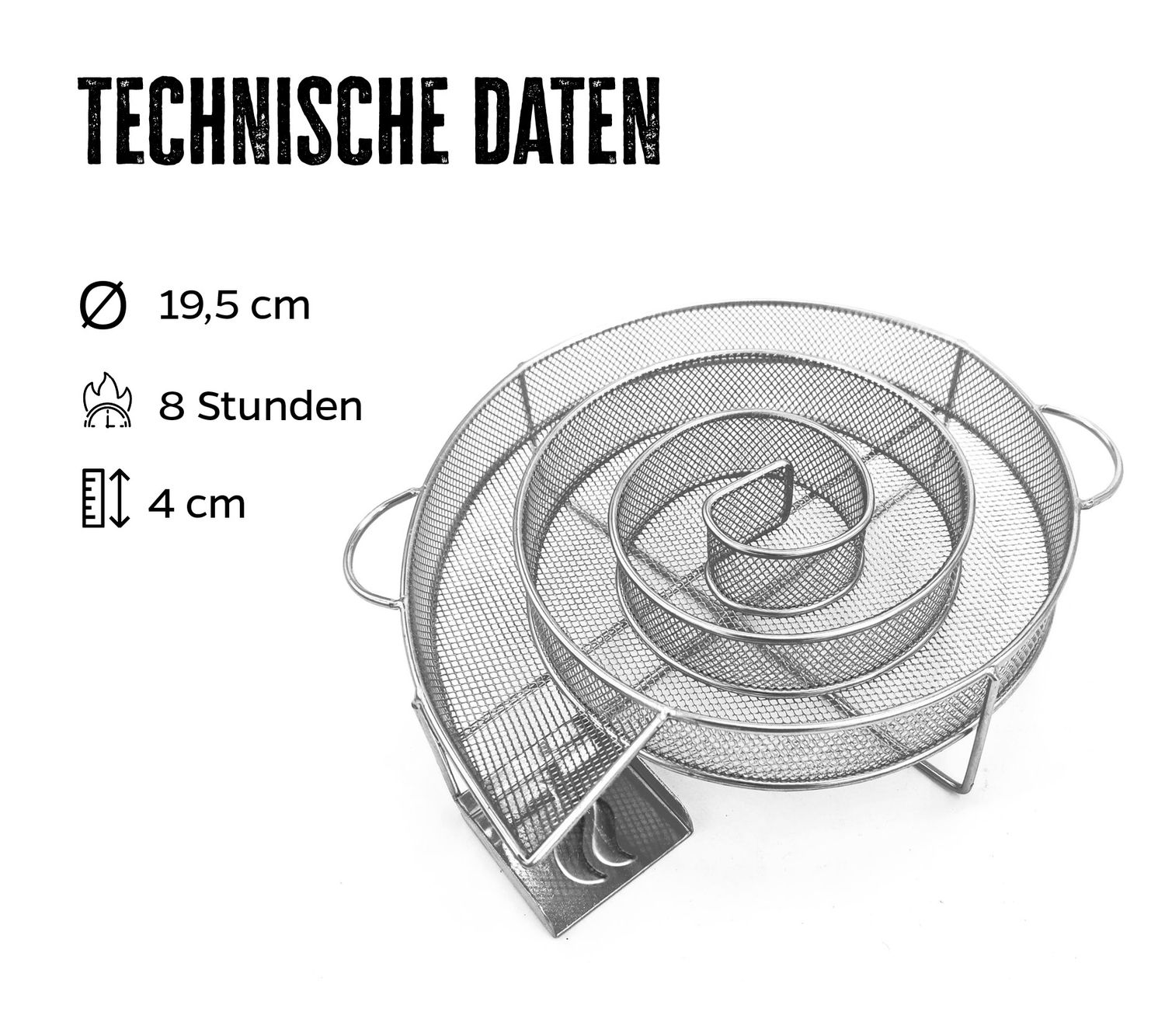 Kaldrøykgenerator rustfritt stål 19,5 cm bakside