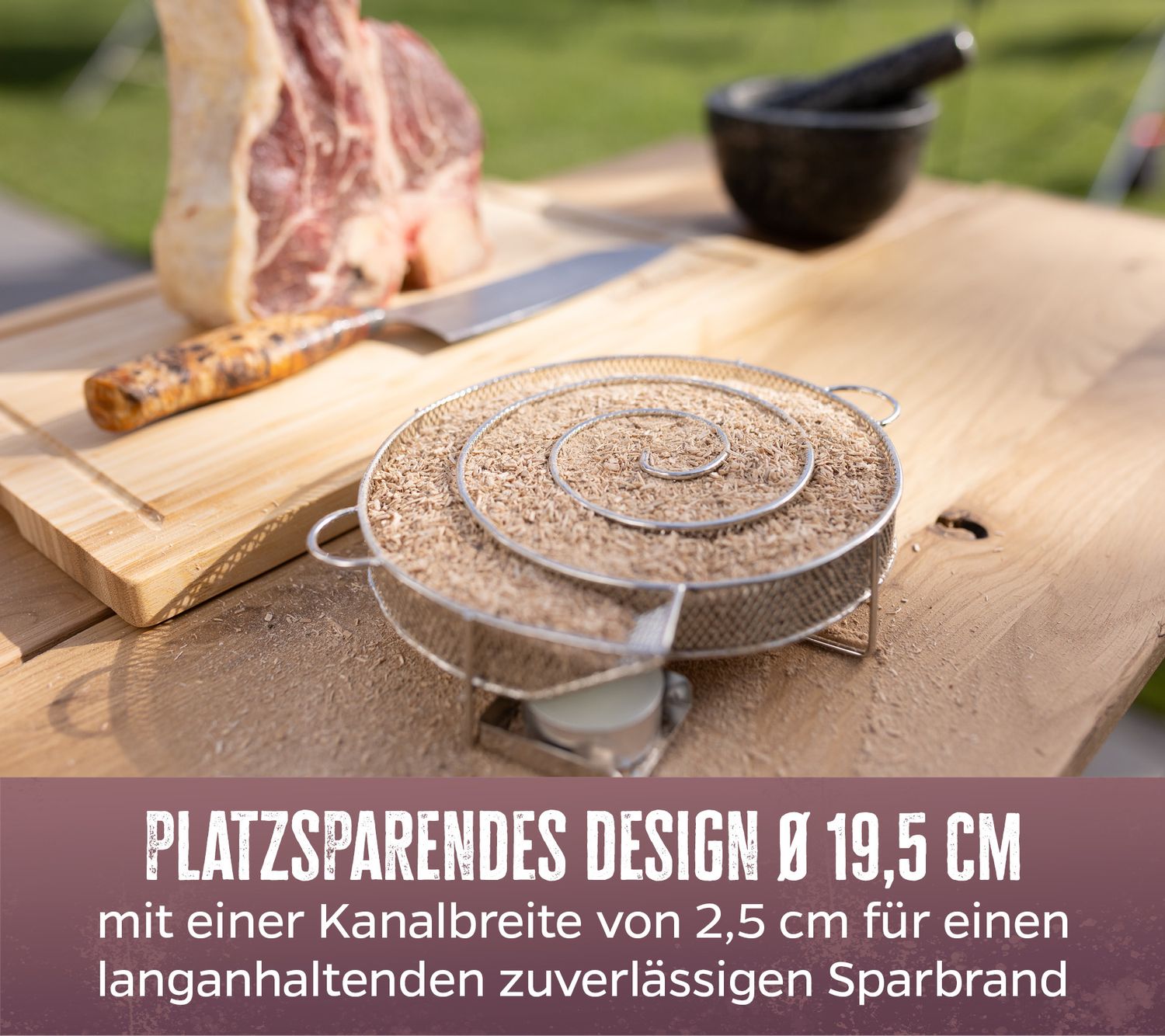 Kaldrøykgenerator rustfritt stål 19,5 cm detalj
