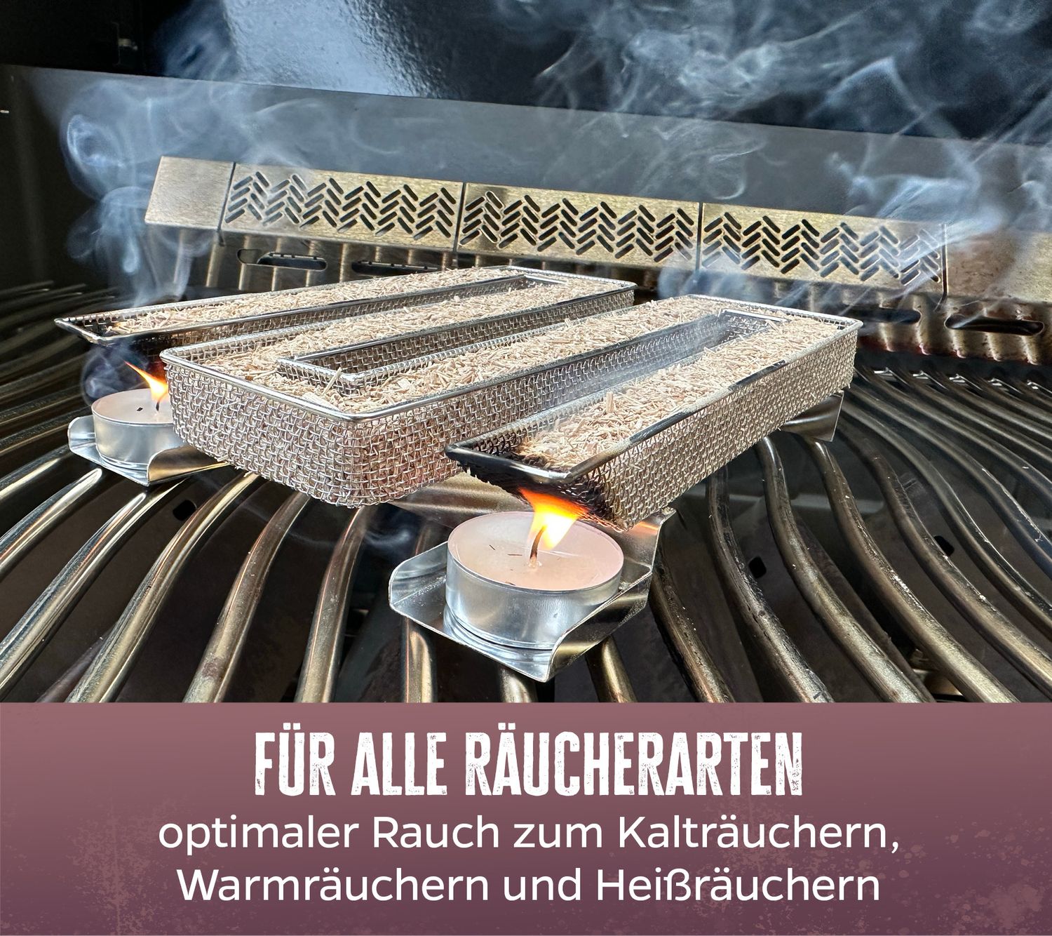 Kaldrøykgenerator rustfritt stål rektangulær - Grillfürst