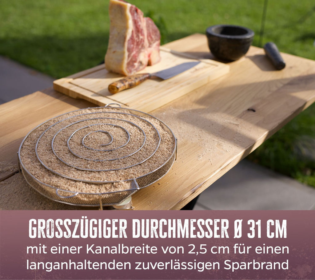 Kaldrøykgenerator XXL rustfritt stål 31 cm montert i grill
