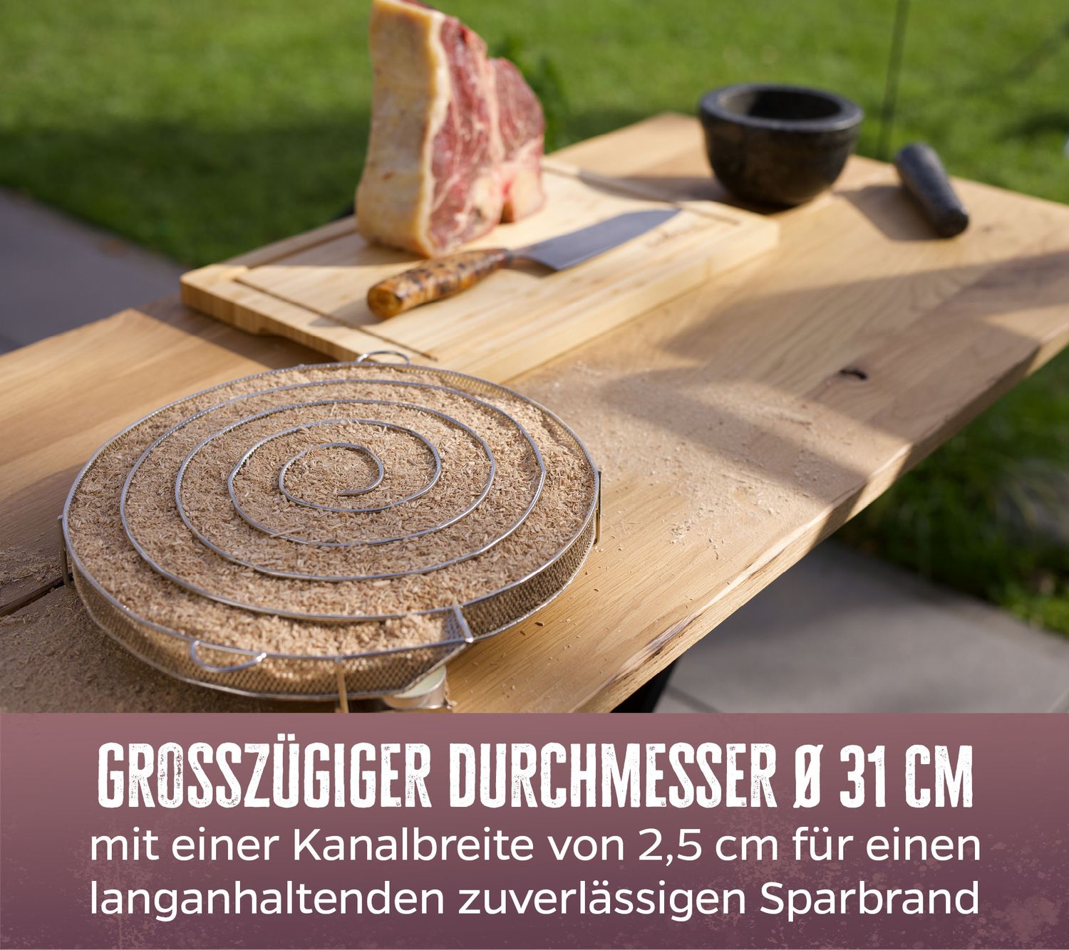 Kaldrøykgenerator XXL rustfritt stål 31 cm montert i grill