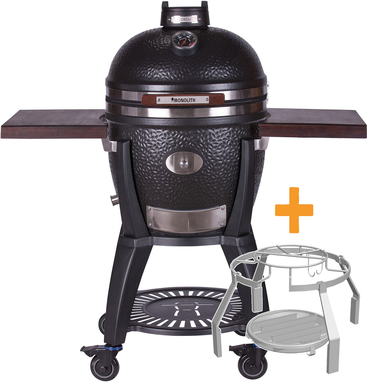 Keramisk grill AVANTGARDE.55 med stativ og smoke set - Monolith forfra