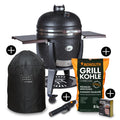 Keramisk grill AVANTGARDE.66 med stativ og sidebord forfra