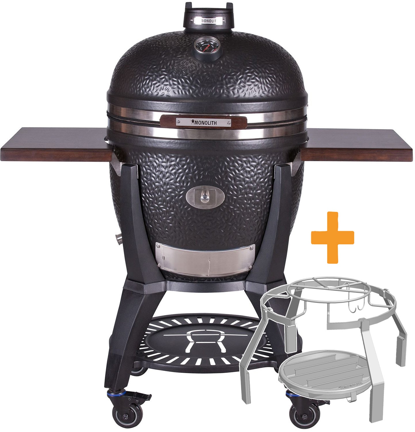 Keramisk grill AVANTGARDE.66 med stativ og smoke set forfra