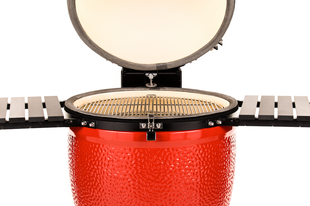 Keramisk grill Big Joe III med tralle og sidebord bakside