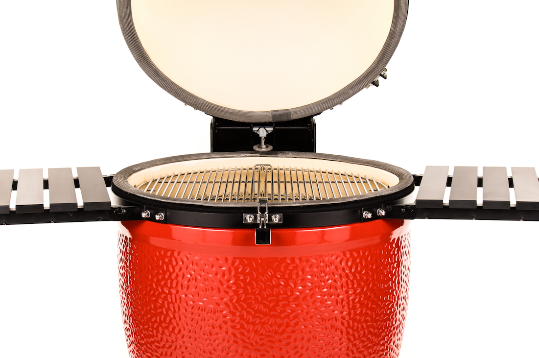 Keramisk grill Big Joe III med tralle og sidebord bakside
