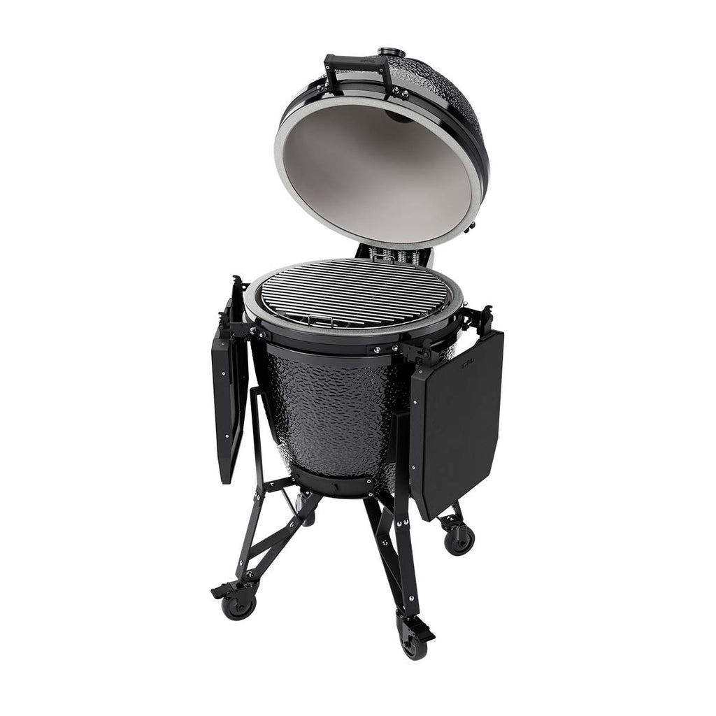 Montert Keramisk grill BSTRD. Large Complete Gloss Graphite med åpnet lokk