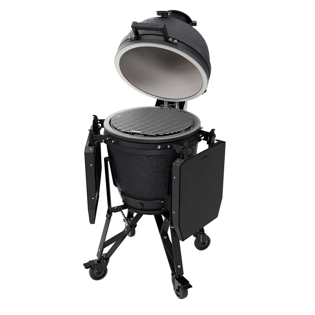 Montert keramisk grill BSTRD. Medium Complete Graphite 40 cm med sidehyller