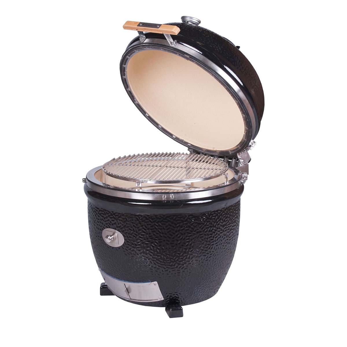 Baksiden av keramisk grill LeChef BBQ Guru Pro 2.0 svart - Monolith med ventilkontroll
