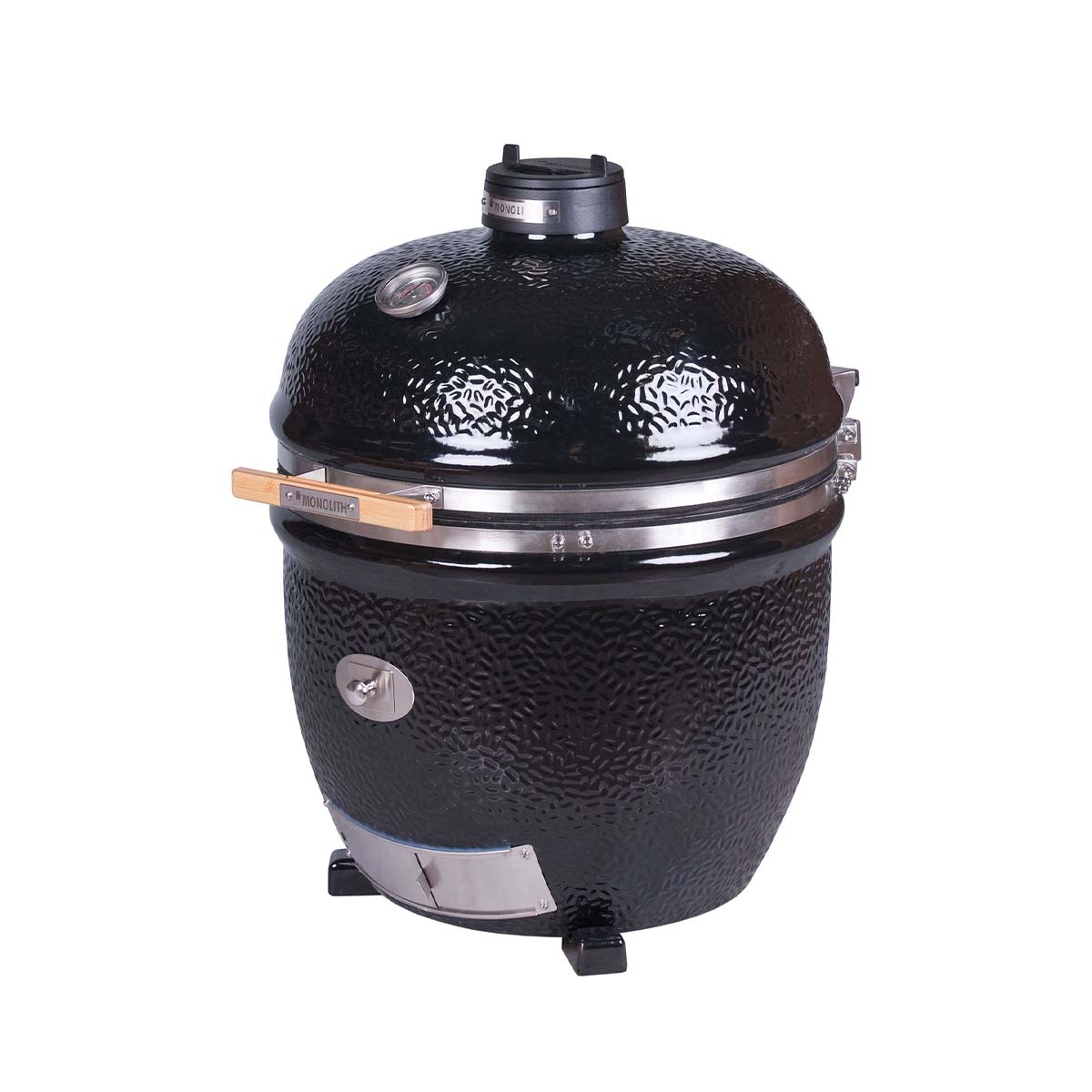 Detaljbilde av temperaturkontroll og lokk på Keramisk grill LeChef BBQ Guru Pro 2.0 svart - Monolith