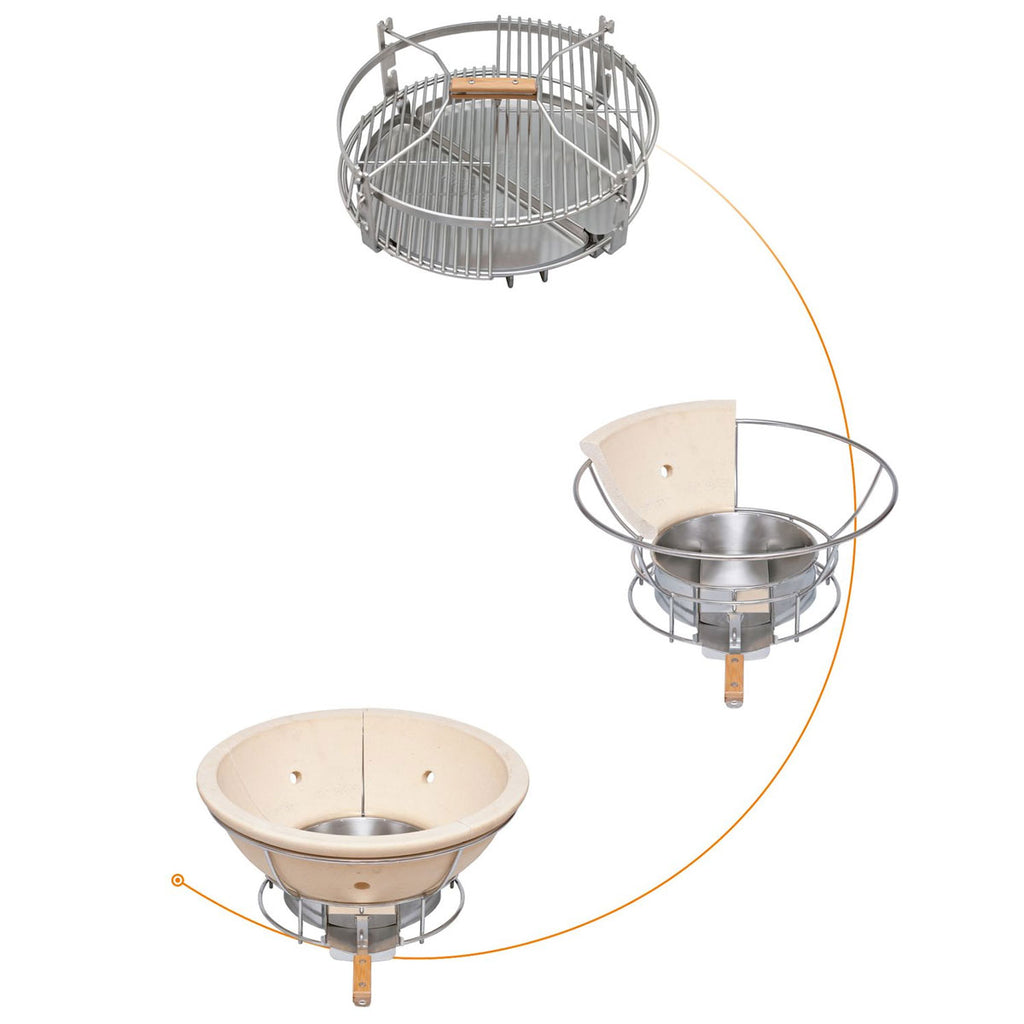 Nærbilde av grillflate på Keramisk grill LeChef Pro 2.0 rød 55 cm