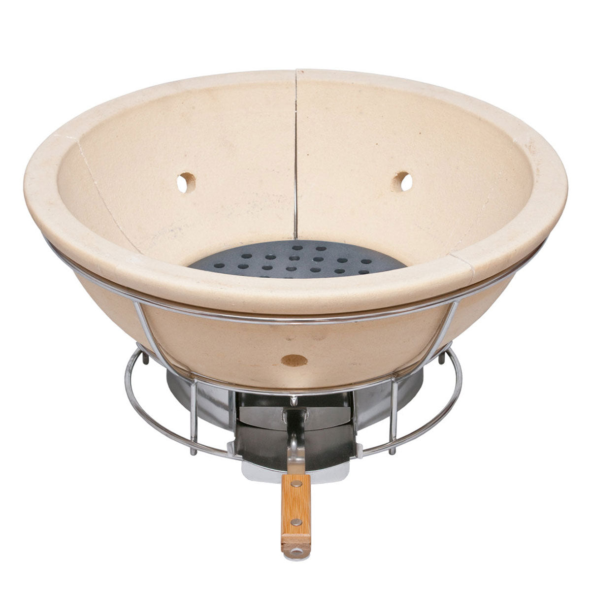 Keramisk grill LeChef Pro 2.0 rød 55 cm håndtak i bambus