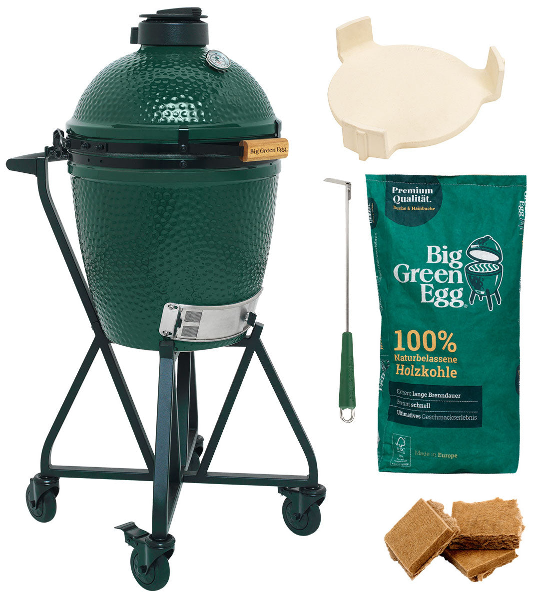 Keramisk grill Medium 40 cm med Nest og ConvEGGtor - Big Green Egg forfra