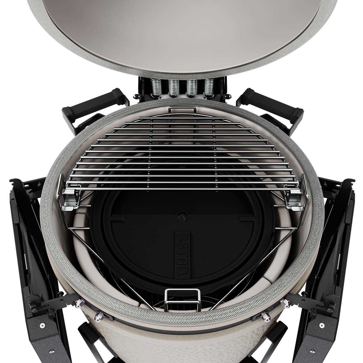 Keramisk grill Pro Large Complete 49 cm Desert Sand montert i hage