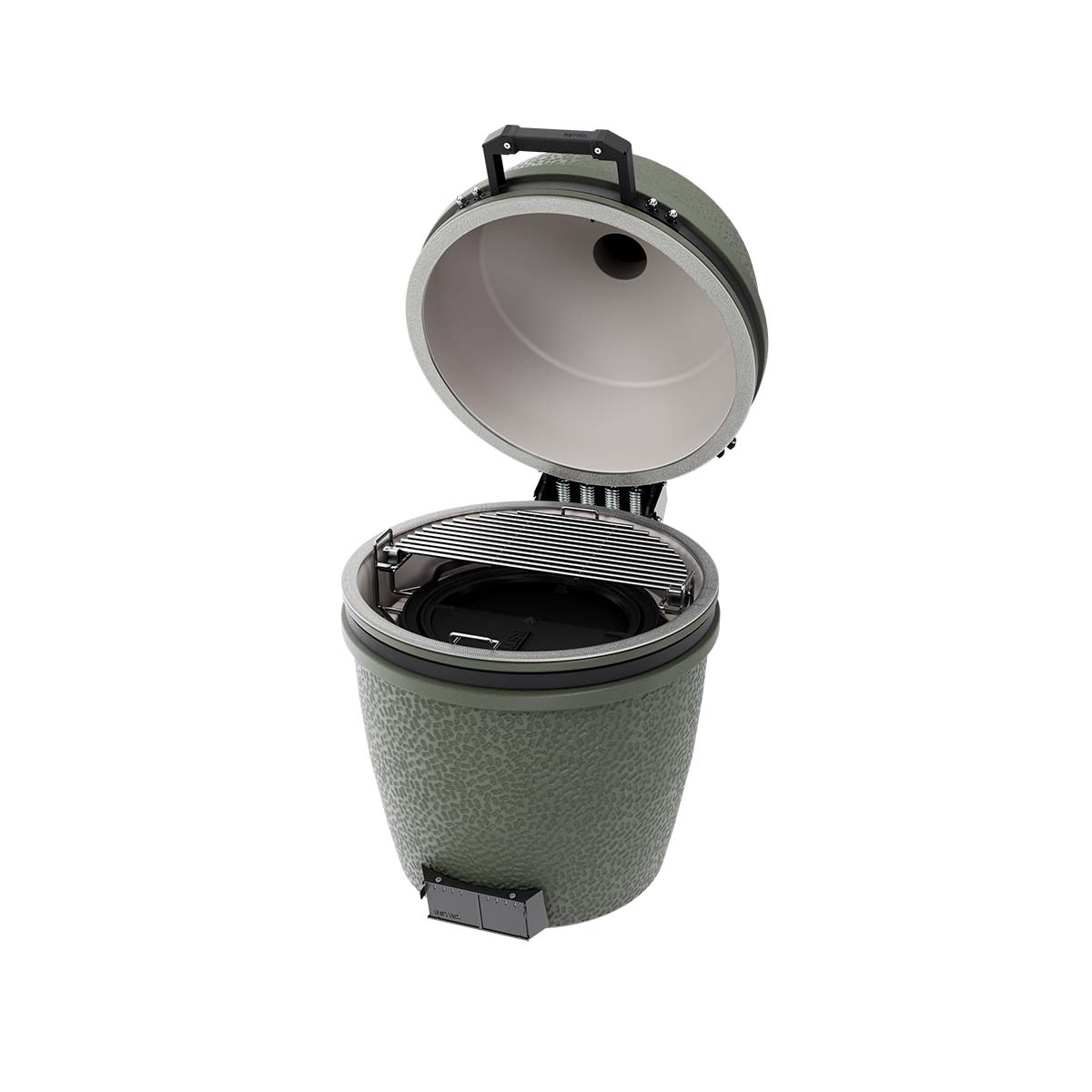 Montert Keramisk grill Pro Large Solo 49 cm Alpine Green i hage