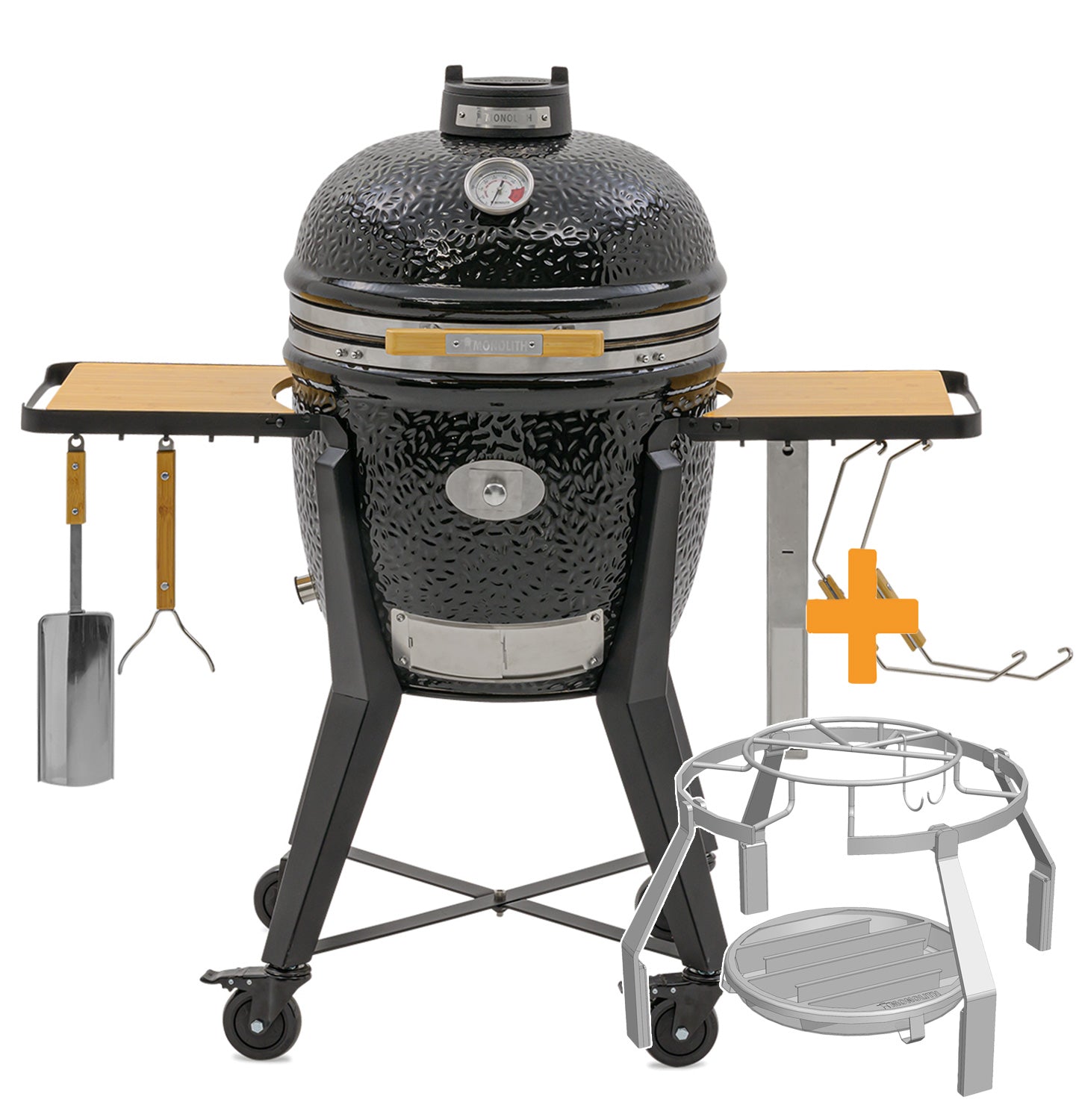 Keramisk grill TWO.55 med stativ og smoke sett 44 cm forfra