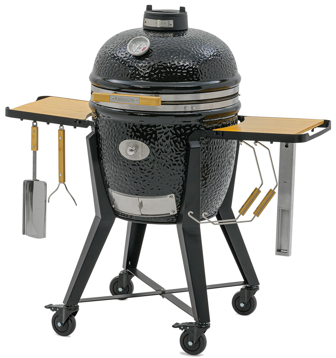 Keramisk grill TWO.55 med stativ og sidebord 44 cm Monolith montert