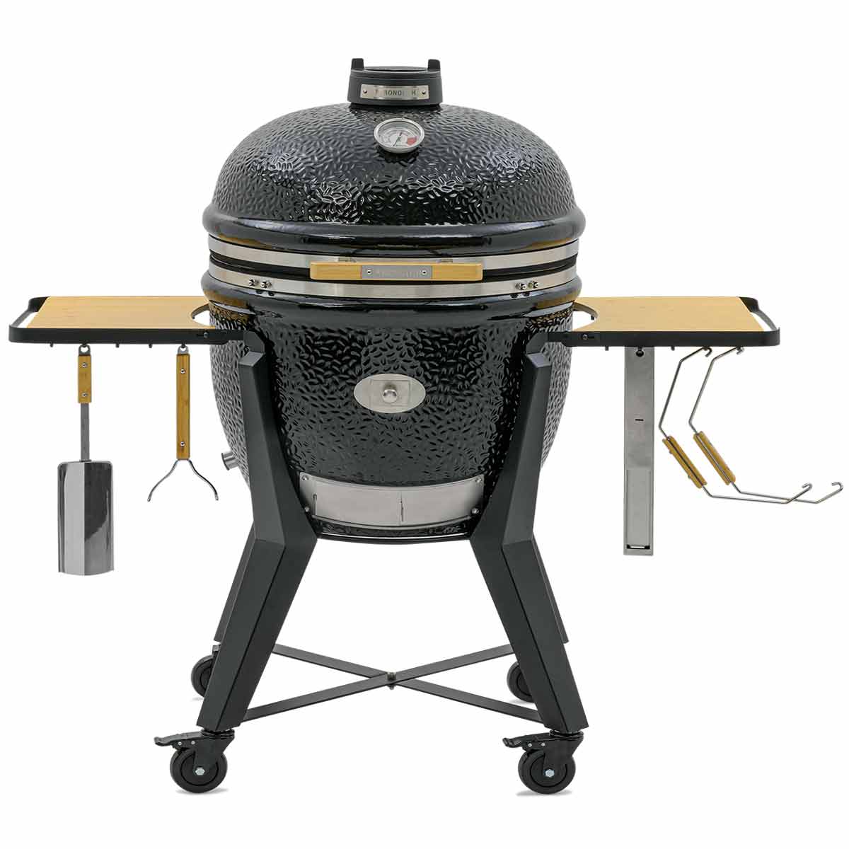 Keramisk grill Two.66 med stativ 52 cm rustfritt stål svart - Monolith forfra