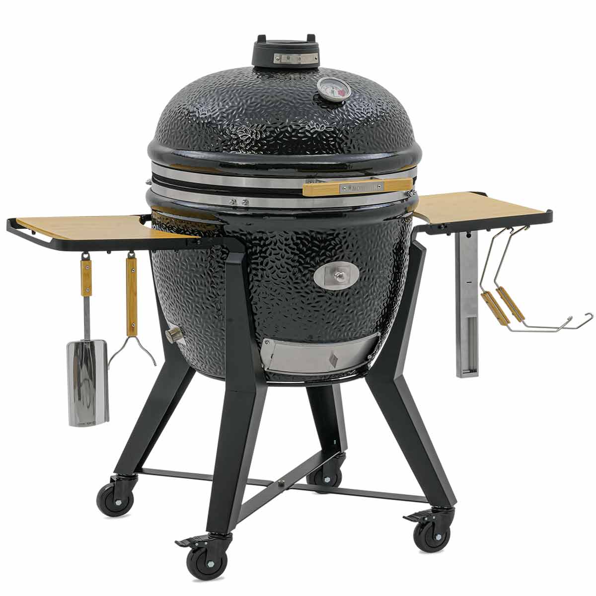 Keramisk grill Two.66 med stativ 52 cm rustfritt stål svart - Monolith bakside