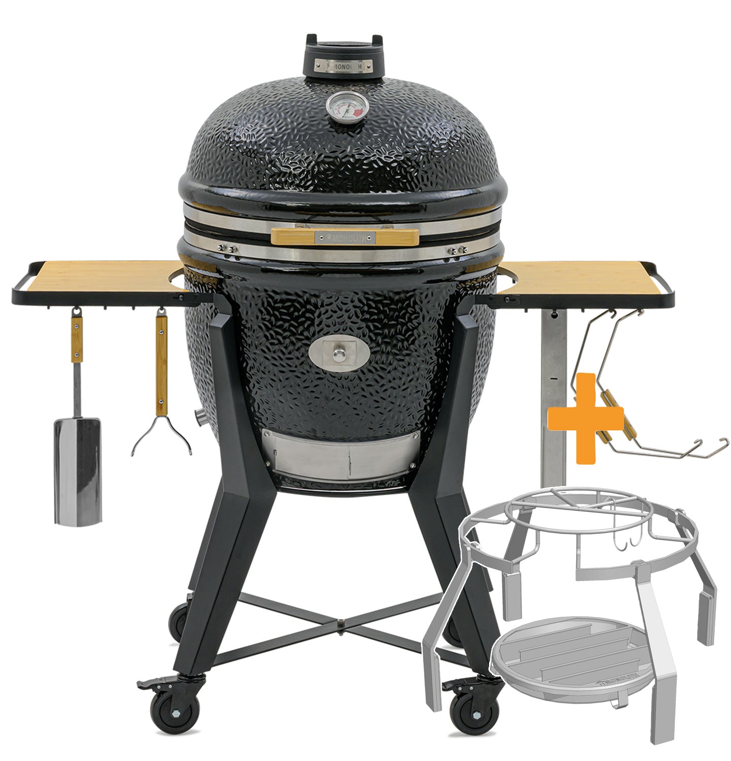 Keramisk grill TWO.66 med stativ og smoke sett 52 cm forfra