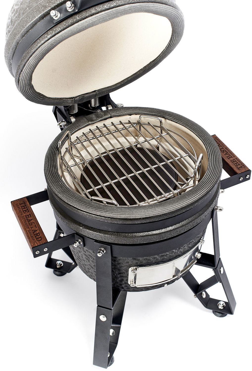 Nærbilde av rustfritt stål grillrist på Keramisk grill Urban Small svart matt 25 cm 2025 - The Bastard