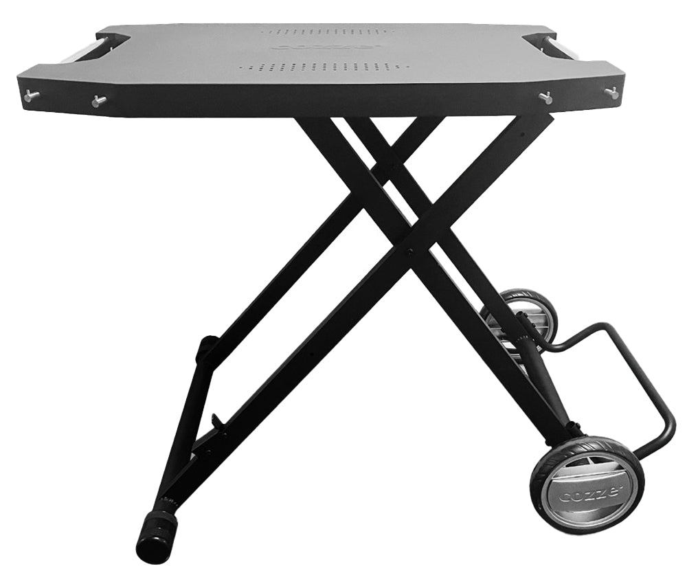 Klappbord med hjul for pizzaovn og grill - Cozze forfra