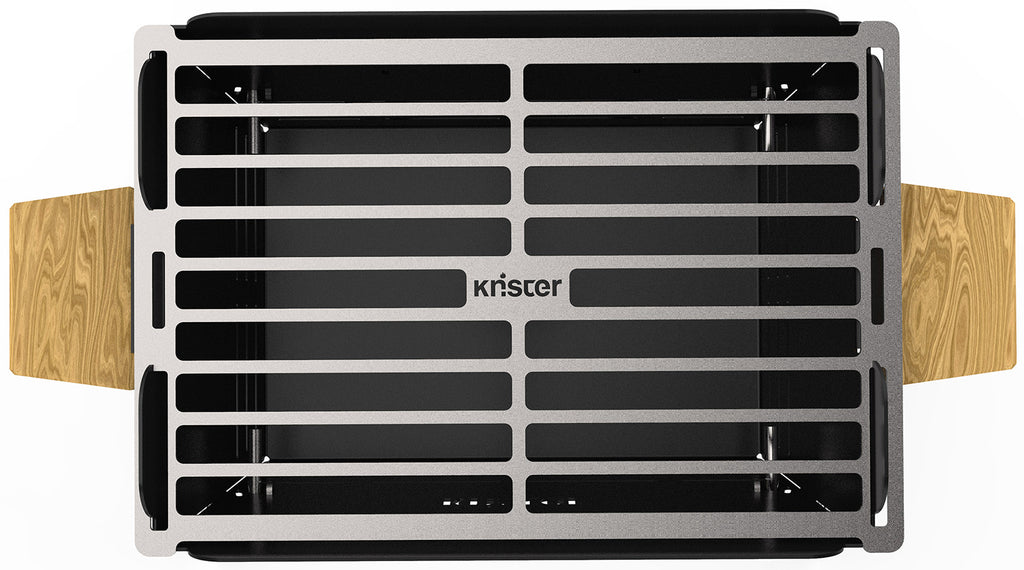 Montert Knister Grill Small kompakt kullgrill 28x20 cm på sykkelholder