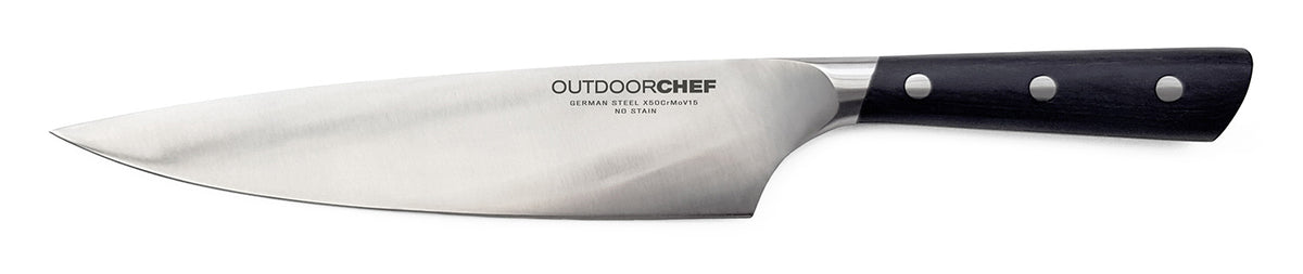 Kokkekniv 20 cm blad rustfritt stål - Outdoorchef forfra