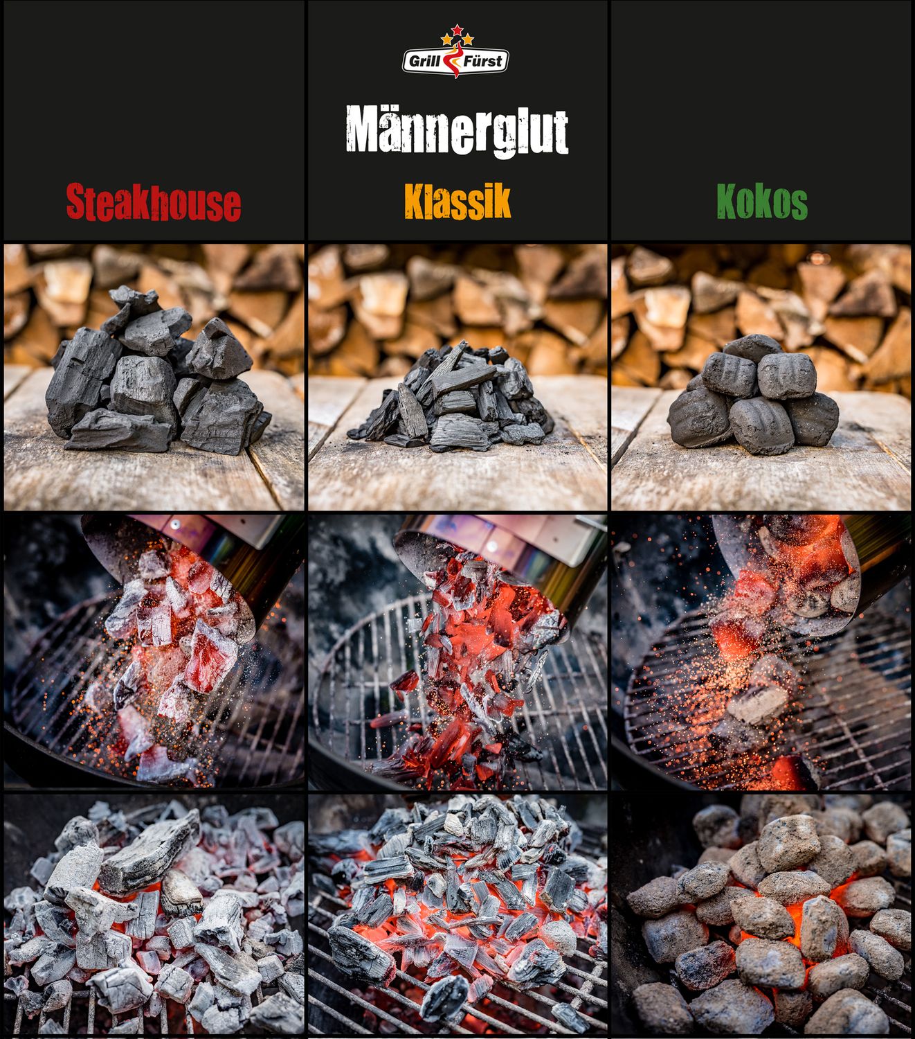 Kokosbriketter 20 kg kokoskull over 4 timer brenntid - Männerglut
