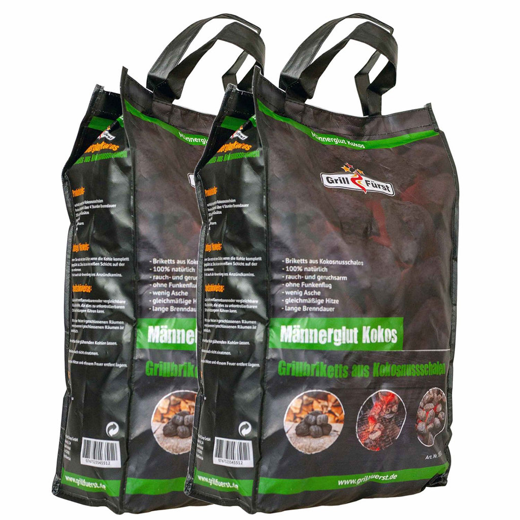Kokosbriketter 20 kg kokoskull over 4 timer brenntid - Männerglut