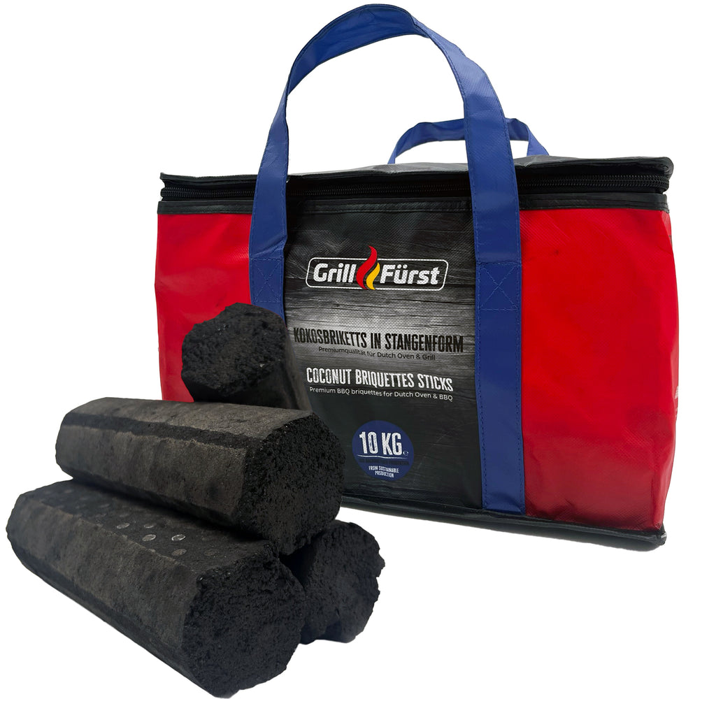 Kokosbriketter stavform 10 kg for dutch oven og grill - Grillfürst forfra