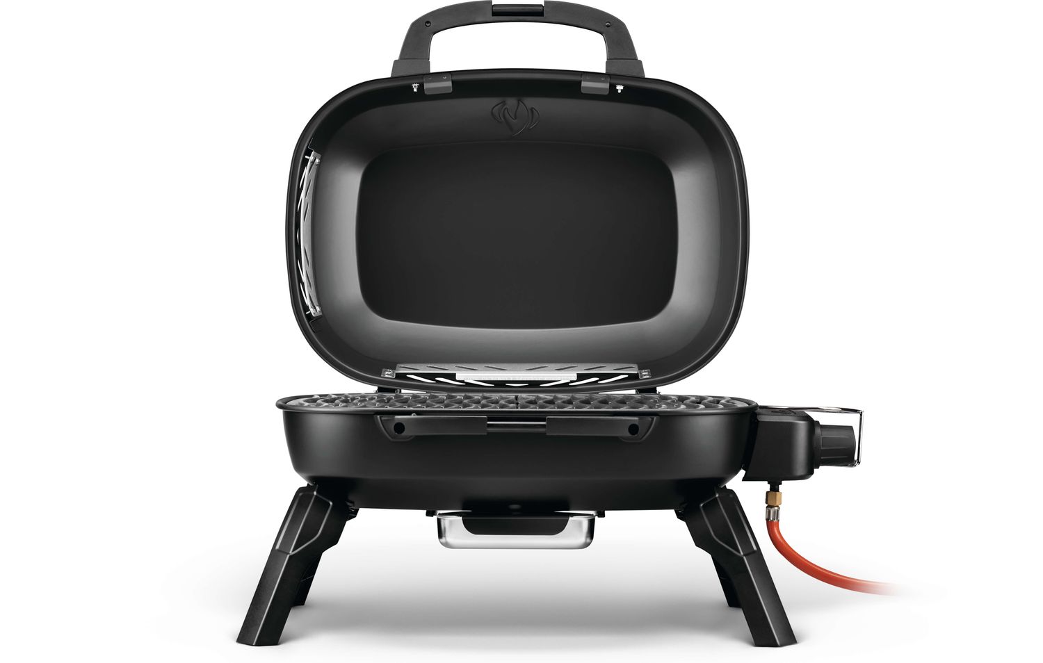 Montert Kompakt gassgrill TravelQ 240 svart på campingbord