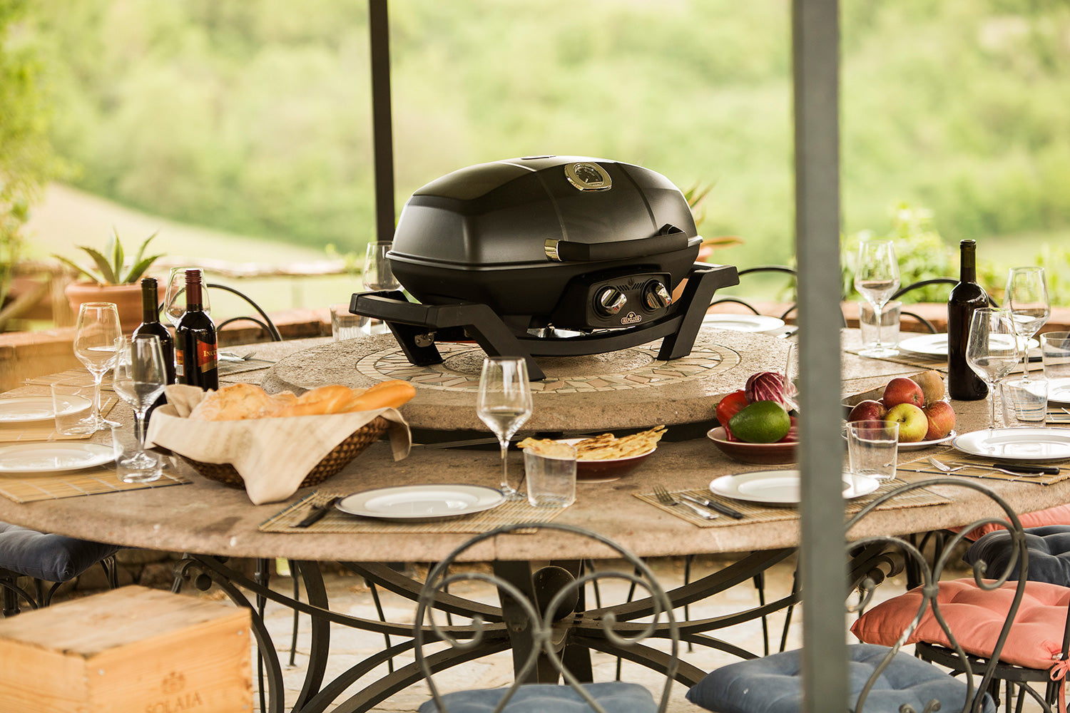 Kompakt gassgrill TravelQ PRO285 svart 2 brennere med åpent lokk