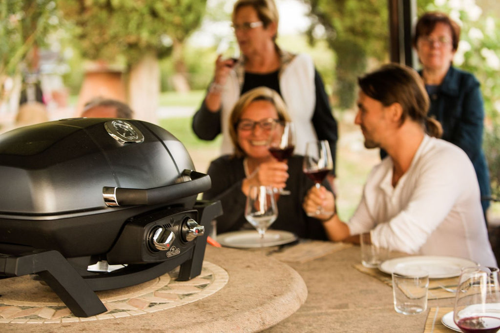 Nærbilde av porzellanbelagt gusseisenrist på Kompakt gassgrill TravelQ PRO285 svart 2 brennere